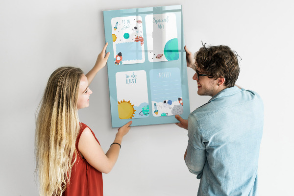 Dry erase board magnetic Planner with space for photos