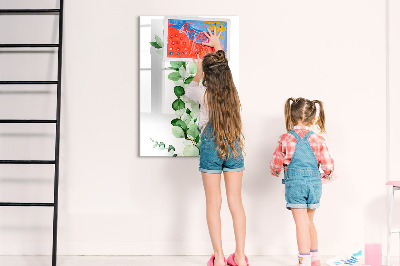 Dry erase board magnetic Green motif with space for photos