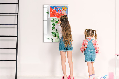Dry erase board magnetic Green motif with space for photos