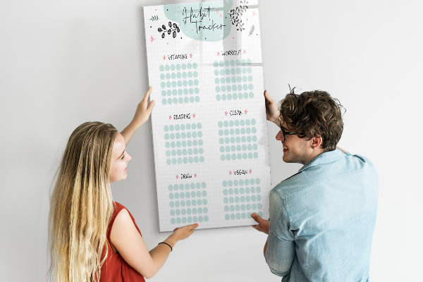 Magnetic dry erase board Tracking your habits and daily activities