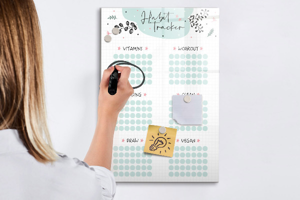 Magnetic dry erase board Tracking your habits and daily activities