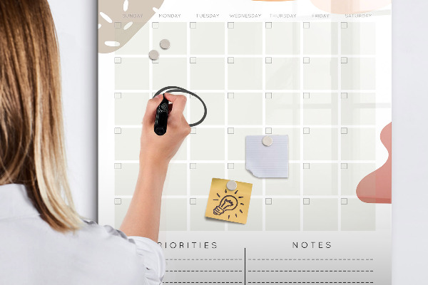 Magnetic dry erase board Monthly planner with space for photos