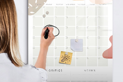 Magnetic dry erase board Monthly planner with space for photos