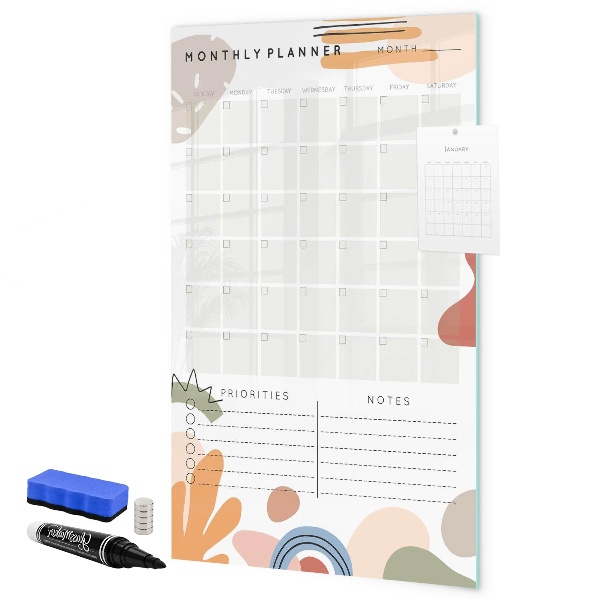 Magnetic dry erase board Monthly planner with space for photos