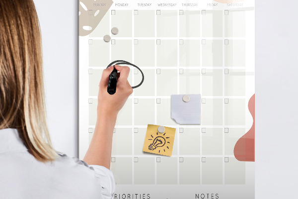 Magnetic dry erase board Monthly planner with space for photos