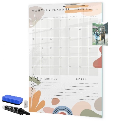 Magnetic dry erase board Monthly planner with space for photos