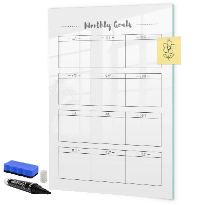 Magnetic dry erase board Monthly goals with the option to personalize