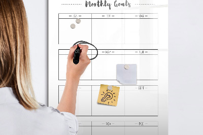 Magnetic dry erase board Monthly goals with the option to personalize