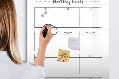 Magnetic dry erase board Monthly goals with the option to personalize