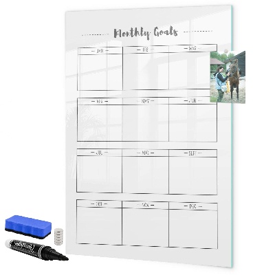 Magnetic dry erase board Monthly goals with the option to personalize