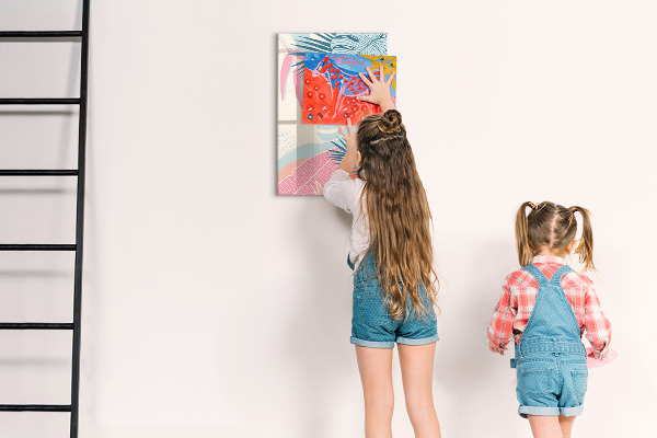 Magnetic dry erase board A colorful board for photos and notes