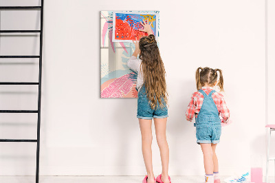Magnetic dry erase board A colorful board for photos and notes