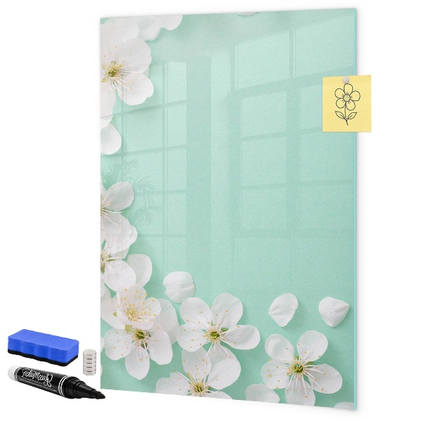 Magnetic dry erase board Creative board with a floral motif