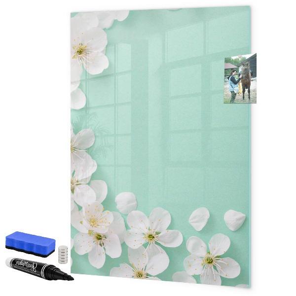 Magnetic dry erase board Creative board with a floral motif