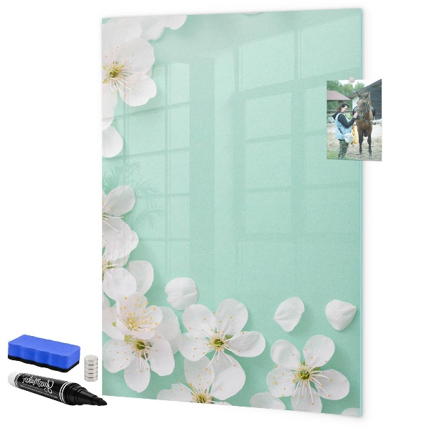 Magnetic dry erase board Creative board with a floral motif