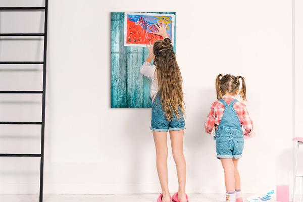 Magnetic dry erase board A colorful board for notes and photos