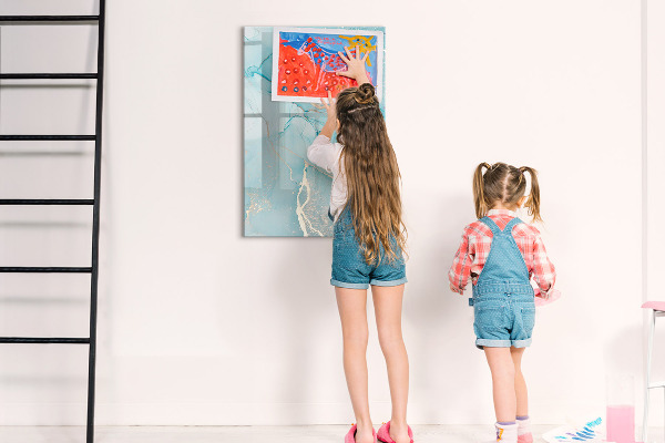 Magnetic dry erase board A colorful board for photos and notes