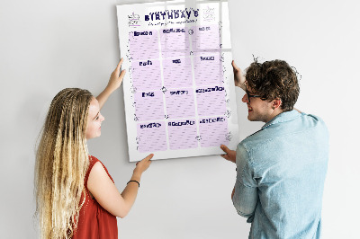 Dry erase board magnetic Birthday calendar with space for photos