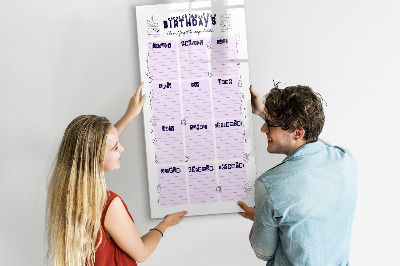 Dry erase board magnetic Birthday calendar with space for photos