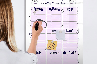 Dry erase board magnetic Birthday calendar with space for photos