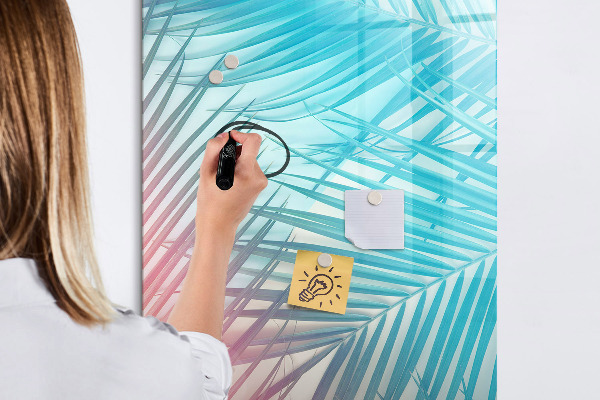 Dry erase board magnetic Background with palm trees and photos to pin