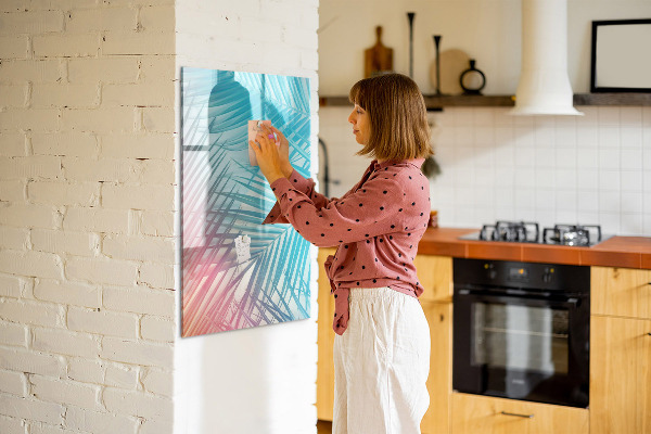 Dry erase board magnetic Background with palm trees and photos to pin