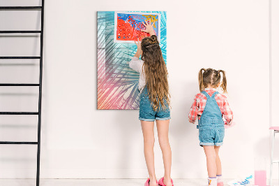 Dry erase board magnetic Background with palm trees and photos to pin