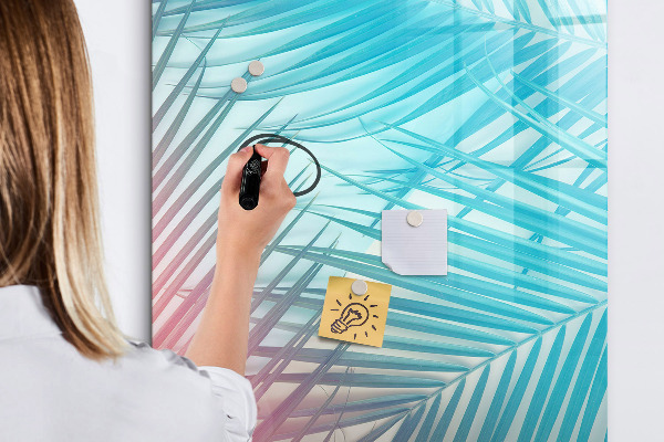 Dry erase board magnetic Background with palm trees and photos to pin