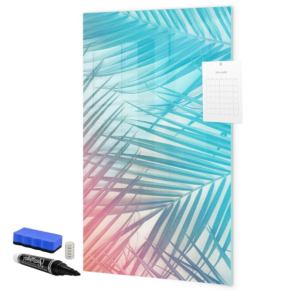 Dry erase board magnetic Background with palm trees and photos to pin