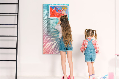 Dry erase board magnetic Background with palm trees and photos to pin