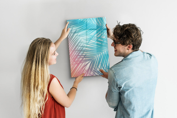 Dry erase board magnetic Background with palm trees and photos to pin