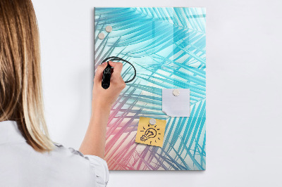 Dry erase board magnetic Background with palm trees and photos to pin