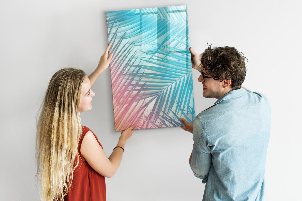 Dry erase board magnetic Background with palm trees and photos to pin