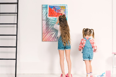 Dry erase board magnetic Background with palm trees and photos to pin