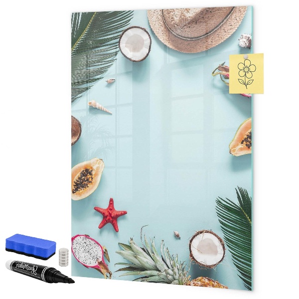 Magnetic dry erase board Summer memories in a tropical style