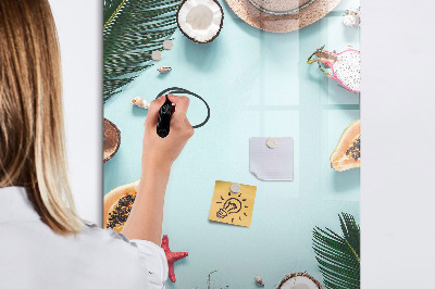 Magnetic dry erase board Summer memories in a tropical style