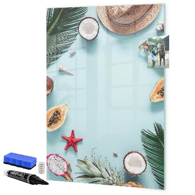 Magnetic dry erase board Summer memories in a tropical style
