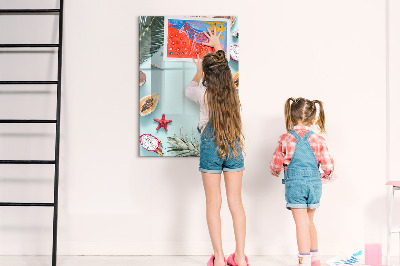 Magnetic dry erase board Summer memories in a tropical style