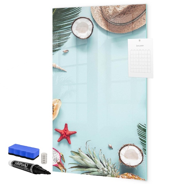 Magnetic dry erase board Summer memories in a tropical style