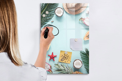Magnetic dry erase board Summer memories in a tropical style