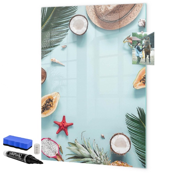 Magnetic dry erase board Summer memories in a tropical style