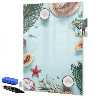 Magnetic dry erase board Summer memories in a tropical style