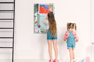 Magnetic dry erase board Summer memories in a tropical style