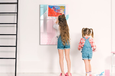Magnetic dry erase board A colorful board for photos and notes
