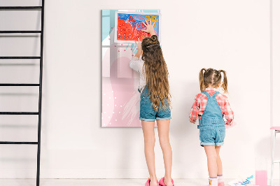 Magnetic dry erase board A colorful board for photos and notes