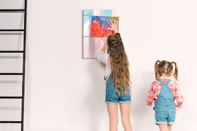 Magnetic dry erase board A colorful board for photos and notes