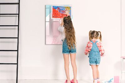 Magnetic dry erase board A colorful board for photos and notes