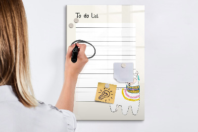 Dry erase board magnetic A to-do list with a cute theme