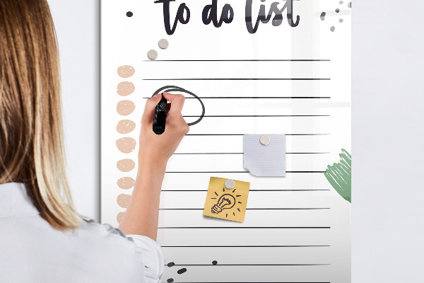 Dry erase board magnetic To-do list with space for photos