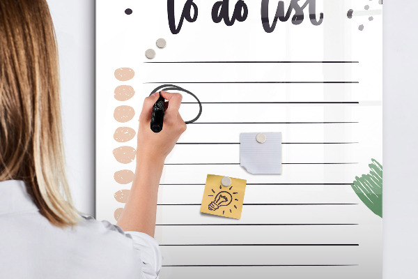 Dry erase board magnetic To-do list with space for photos
